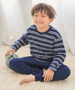 Мягкая полосатая пижама с длинными рукавами из 100% хлопка, домашняя одежда, осень/зима 2025 Devirock, цвет 002-Navy