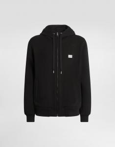 Хлопковое худи с биркой Dolce & Gabbana, черный