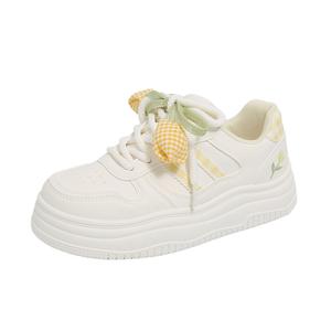 JimiXiong Дышащие женские скейтерские кеды низкие бежево-желтые, цвет Beige Yellow