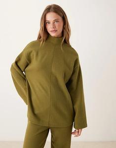 Супермягкий удлиненный топ с отворотом и швом спереди от ASOS DESIGN цвета хаки