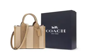 COACH Сумка-шоппер из ткани и спилка мини женская натуральный глубокий и смешанный цвет