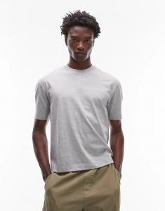 Футболка Topman классического кроя серо-меланжевого цвета