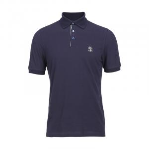 Brunello Cucinelli Мужская поло темно-синего цвета