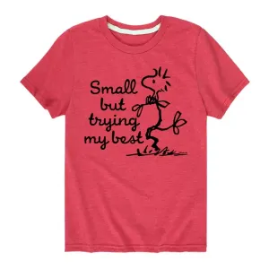 Футболка для мальчиков 8-20 лет с принтом "Peanuts: Вудсток, маленький, но старается изо всех сил" Licensed Character, красный