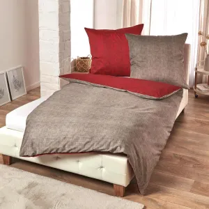 Двустороннее постельное белье Dream Sleep Mako-Satin, текстура 155x220 см + 40x80 см, красное Traumschlaf