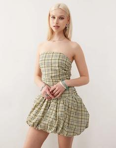 Мини-платье-бандо Amy Lynn в светло-зеленую клетку