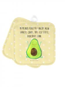 Mr. & Mrs. Panda Подставка под горячее «Avocado Happy Trivet» с надписью, пастельно-желтого цвета