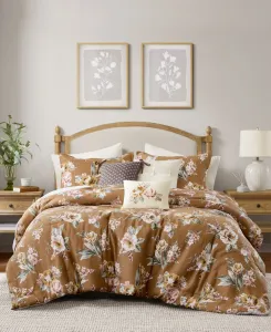 Комплект постельного белья Salara Vintage Floral, 7 предметов, размер King Madison Park, оранжевый