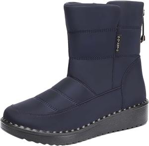 Мужские и женские зимние ботинки на снег, утепленные, с искусственным мехом, оксфордская ткань, противоскользящая подошва, высокие, на платформе, ботильоны Generic, Blue