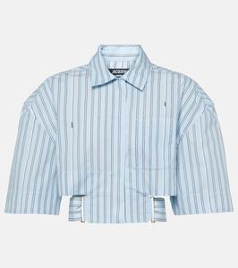 Хлопковая рубашка в полоску la chemise courte bari Jacquemus, синий