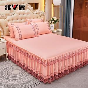 Yalu Юбка для кровати 200х220 см, цвет Shengshianianhua-Yuse, с кружевной отделкой