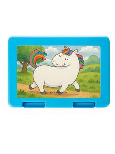 Mr. & Mrs. Panda Коробка для закусок с изображением единорога, расхаживающего по полю, без слогана, белого цвета