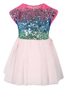 Платье с рукавами кап и пайетками Billieblush, розовый