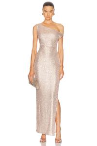 Платье с заниженной линией плеч, приталенное, с разрезом по боку Norma Kamali, Baby