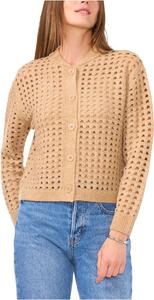 Свитер Vince Camuto Women's Pointelle Long Sleeve Cardigan, Latte Heather