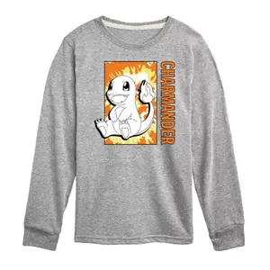Футболка с длинным рукавом Pokemon Tie Dye Charmander для мальчиков 8-20 лет Licensed Character, серый
