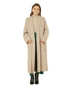 Женский вязаный кардиган макси Yumi, Oatmeal