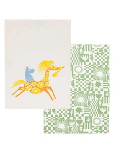 Moomin Набор из 2 кухонных полотенец «Party» зелено-бежевого цвета - (Д)70 x (Ш)50 см