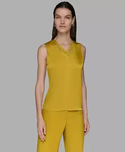 Женская блузка без рукавов с V-образным вырезом KARL LAGERFELD PARIS, золотой