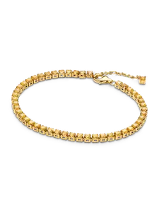 Сверкающий желтый теннисный браслет Pandora, 14-каратное золотое покрытие