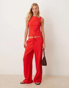 Комбинируемые брюки Mango красного цвета на завязках