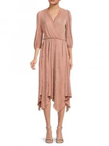 Плиссированное асимметричное платье миди Renee C., цвет Rose