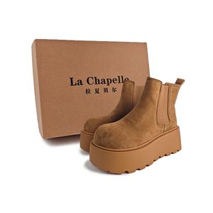 La Chapelle Желтые ботинки челси на платформе в британском стиле, увеличивающие рост, короткие, размер 7, женские