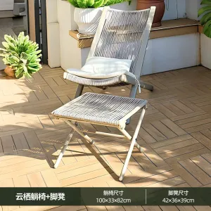 Комплект садовой мебели: кресло-реклайнер, кресло, подставка для ног, поясничная подушка