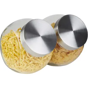 Банка для хранения APS, (набор, 2 шт.), стеклянная емкость с крышкой из нержавеющей стали, 1000 мл, цвет transparent/edelstahlfarben