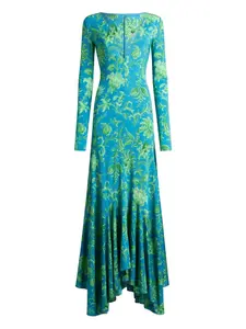 Платье макси цветочным декором Etro, синий