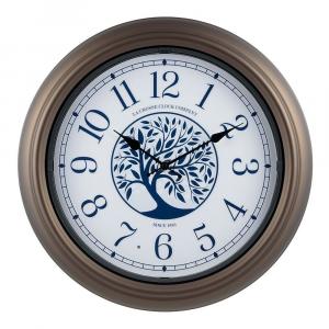 La Crosse Technology 403-3246BR 18-дюймовые кварцевые аналоговые настенные часы из бронзы с люксовой подсветкой и бронзовым циферблатом для внутреннего и наружного использования, коричневый