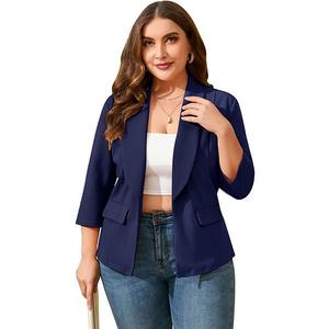 Женский блейзер плюс сайз с открытой передней частью и рукавом 3/4 Maxxis Merch, Navy