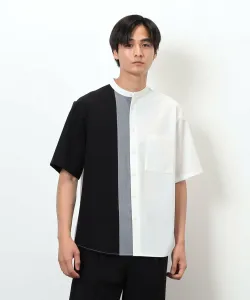 Рубашка с короткими рукавами и воротником-стойкой из шерсти Comme Ca Ism, цвет White