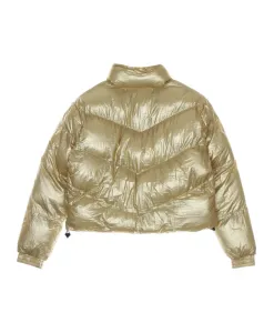 Золотистая пуховая куртка с застежкой-молнией в виде монеты. Karl Kani, желтый