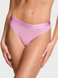 Хлопковые трусики-стринги с логотипом Cotton, cotton bikini pink