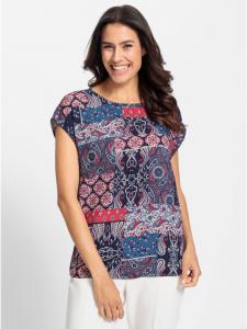 Блузка с принтом темно-синего и клубничного цветов WITT WEIDEN