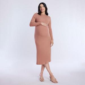 Платье миди в рубчик Maternity Motherhood, цвет Mocha Mousse