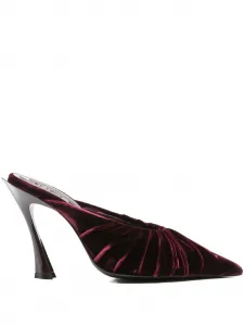 Босоножки-мюли на каблуке 95 мм со сборками Mugler, красный