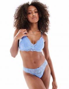 Кружевной бюстгальтер-бралетт Lindex Valerie василькового цвета
