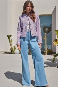 Фактурный жакет украшенный жемчугом Sosandar, фиолетовый