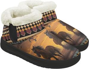 Женские зимние ботинки до щиколотки с искусственным мехом, зимние ботинки для прогулок, модная обувь для зимних образов Fuojuvelie, Horse Aztec