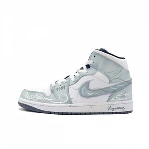 Jordan Эйр 1 Пустые горные туманы, темно-голубые устойчивые к истиранию мид-топ винтажные баскетбольные кроссовки унисекс голубой - голубой, цвет Cyan