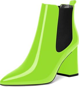 Женские уличные ботильоны ROSERWISH с острым носком, эластичными вставками, лакированные, стильные, на массивном каблуке 3,3 дюйма