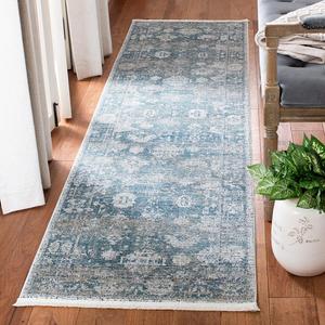 Ковер-дорожка SAFAVIEH, 67 x 305 см, Victoria Collection, Blue & Ivory, винтажный традиционный дистресс-дизайн, без линьки и простой в уходе, идеален для помещений с высокой проходимостью в гостиной, спальне (VIC907M)