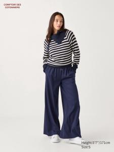 Широкие брюки из шерсти Uniqlo, цвет 69 синий