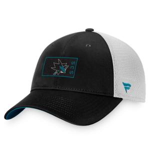 Мужская черно-белая фирменная кепка Fanatics San Jose Sharks Authentic Pro Trucker Snapback