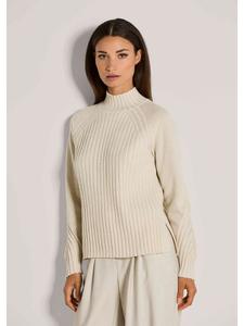 MADELEINE Блестящий вязаный свитер со стойкой, жемчужно-белого/серебристого цвета