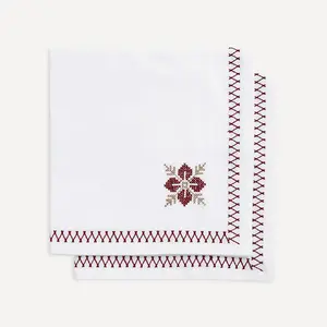 Набор из 2 хлопковых салфеток для вышивки крестом 24 El Corte Inglés, белый