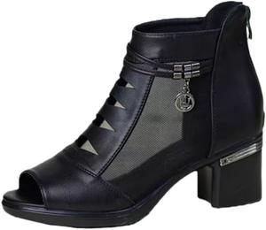 Женские дышащие и комфортные короткие ботильоны на высоком каблуке, большого размера, с задней молнией, элегантного стиля, подходят для ежедневных поездок на работу и официальных мероприятий. Clolinde, Black