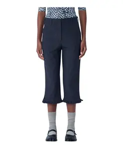 Укороченные брюки в полоску с эластичной вставкой Ganni, серый